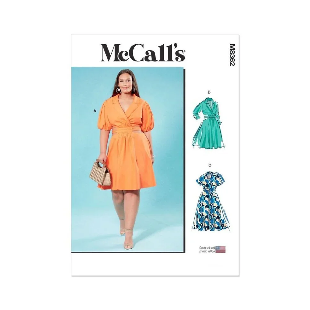 McCalls Sewing Pattern M8362 R11717 Dress‎ Plus Size Woman 20W-28W